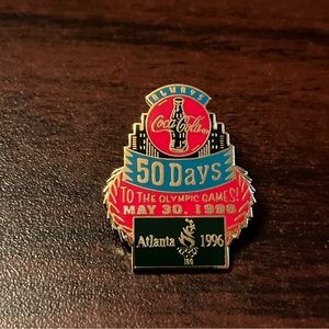 Vintage Coca-Cola Countdown To The 1996 Atlanta Olympics‎ 50 Days Lapel Hat Pin